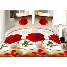 3D Романтичная Красная Роза Дизайн Дешевые комплекты постельного белья и Подогнанный лист постельного белья